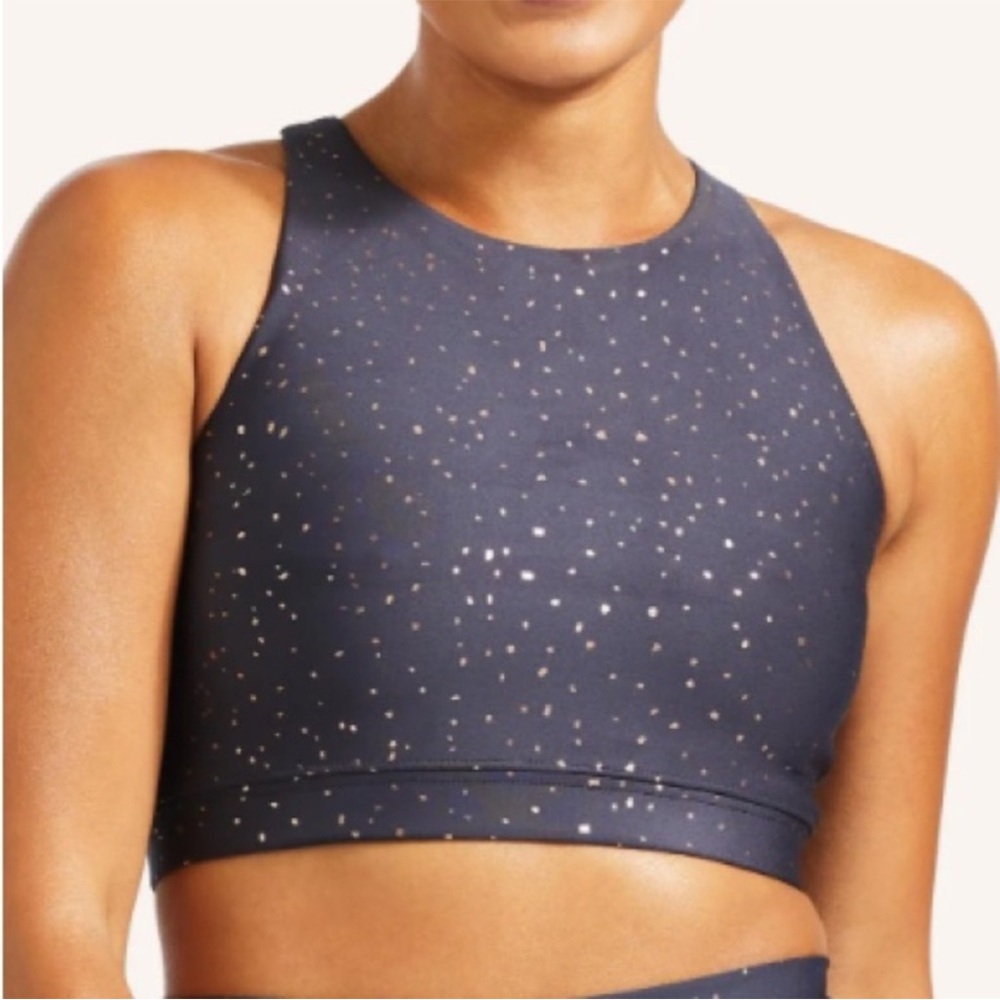 Peloton Show Up High Neck Metallic Sparkle Sports Bra Size Medium